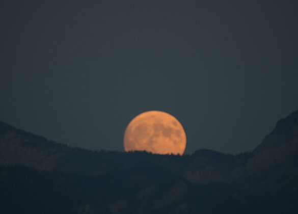 Der «Fast-Vollmond» zwischen Esel und dem Mittaggüpfi.