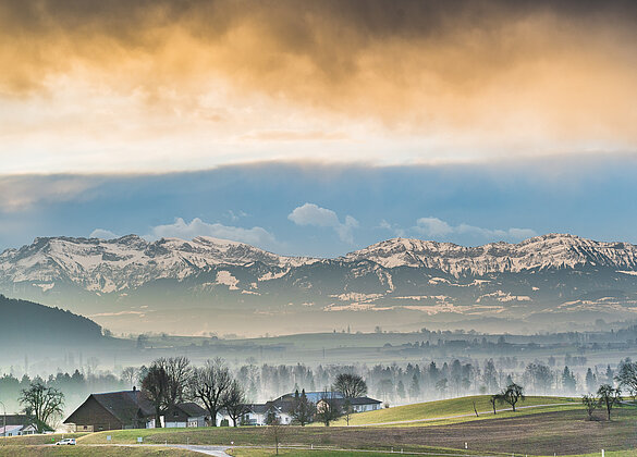 Föhnstimmung am Morgen über dem Wauwilermoos!