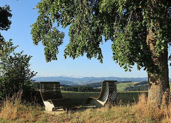 Liegebänkli um die tolle Aussicht zu geniessen