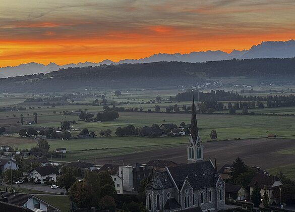 Herrliches Morgenrot mit Pilatus,Wauwilermoos 