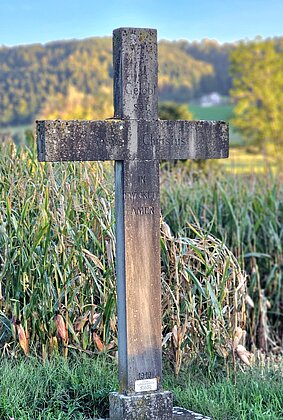 Ein Wegkreuz in der herbstlichen Dagmerseller Landschaft.